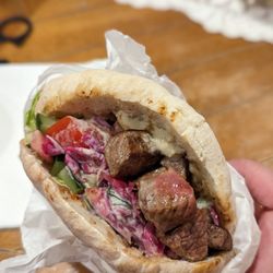 Lamb gyro pita sandwich