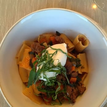 Custom Creations - RIGATONI AND LAMB SAUSAGE, Red chard, soffrito, rosemary, ricotta cheese...So delicious and flavorful! - Personal Chefs Near Me - Oakland, California