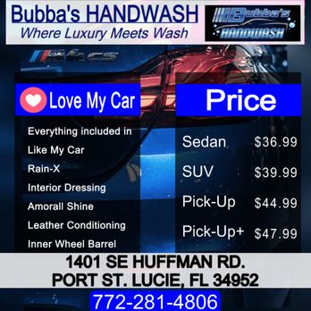 Bubba’s Hand Wash - Price Menu - Car Wash Near Me - Port St. Lucie, Florida Bubba’s Hand Wash - Price Menu - Car Wash Near Me - Port St. Lucie, Florida