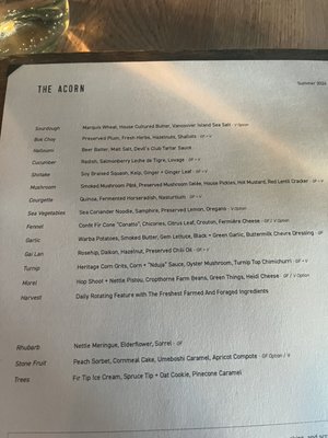 Menu photo 1 The Acorn Vancouver, BC Menu photo 1 The Acorn Vancouver, BC