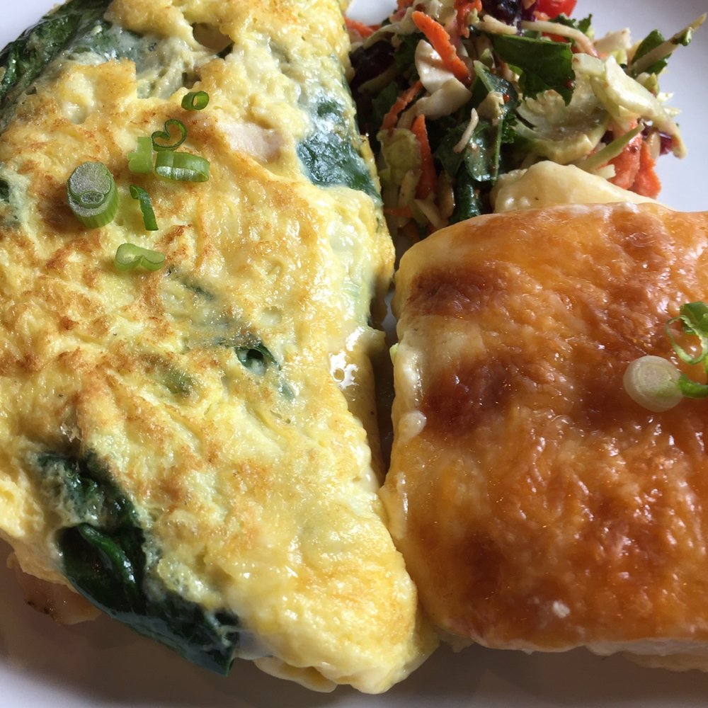 Le Coffee Shop - Omlete with 2 sides; tossed veggies and french style scallop potato - Breakfast & Brunch Near Me - Temecula, California Le Coffee Shop - Omlete with 2 sides; tossed veggies and french style scallop potato - Breakfast & Brunch Near Me - Temecula, California