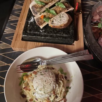 Blind Ox - Top Bone Marrow, bottom Uni Carbonara - Tapas/Small Plates Near Me - Honolulu, Hawaii