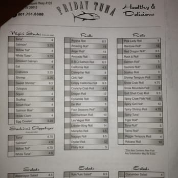 Friday Tuna - Sushi list - Japanese Near Me - Memphis, Tennessee Friday Tuna - Sushi list - Japanese Near Me - Memphis, Tennessee