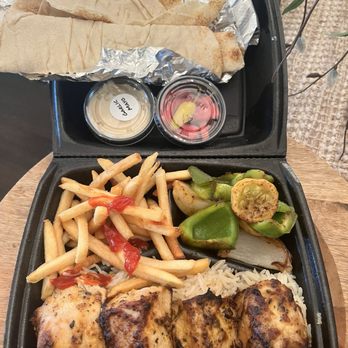 Lily’s Kitchen - Chicken Kebab plate, fries, veggies, rice pilaf, pita bread - Caterers Near Me - Fresno, California Lily’s Kitchen - Chicken Kebab plate, fries, veggies, rice pilaf, pita bread - Caterers Near Me - Fresno, California