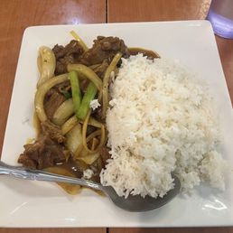 Curry beef brisket over rice