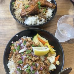 Sisig Bowl and Pork Adobo Rice Bowl