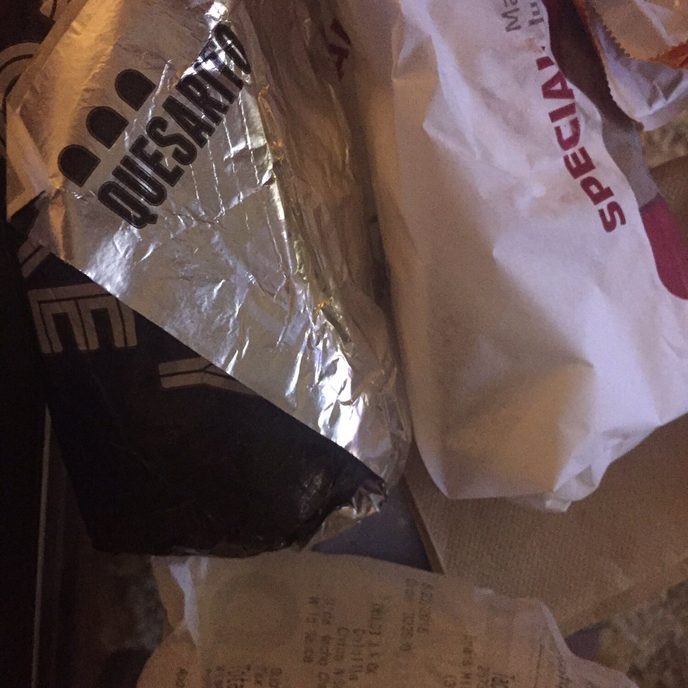 Receipt next to meal from bag. Definitely not a quesadilla and chips. If I ever ever ever go here again I definitely know to check the bag.