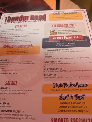 Menu photo 1 Thunder Road Steakhouse & Cantina Albuquerque, NM Menu photo 1 Thunder Road Steakhouse & Cantina Albuquerque, NM