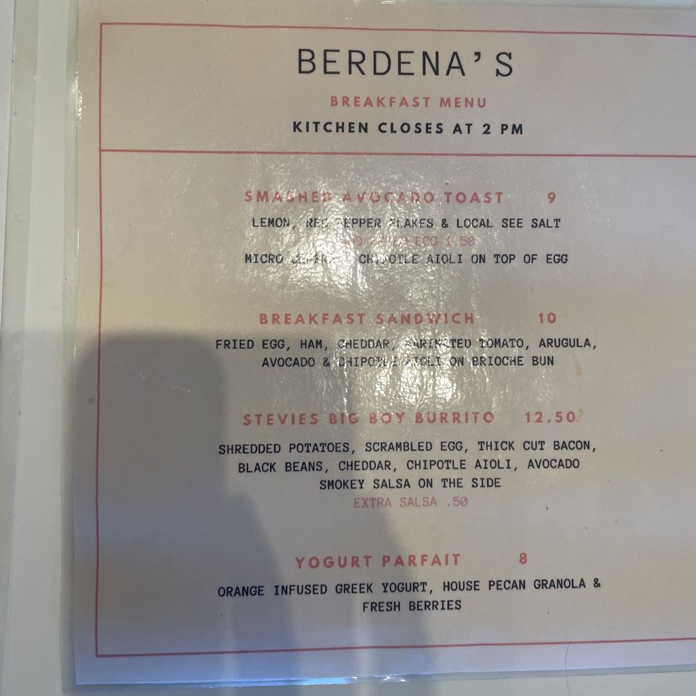 Berdena's - Food menu - Coffee & Tea Near Me - Scottsdale, Arizona