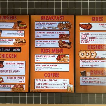 Senders - walll menu - Burgers Near Me - San Fernando, California Senders - walll menu - Burgers Near Me - San Fernando, California