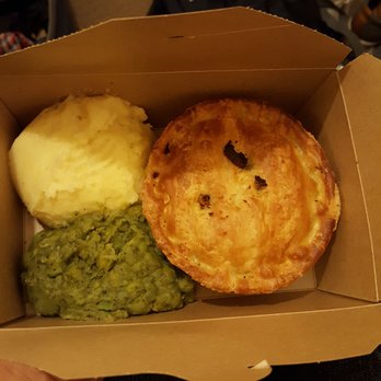 Pieminister - Moo Pie with Mash and Minted Mushy Peas - British Near Me - London, XGL Pieminister - Moo Pie with Mash and Minted Mushy Peas - British Near Me - London, XGL