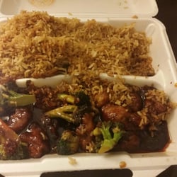 China Garden - This is not how General Tso Chicken is made and look at the fried rice!  Just plain rice with no vegetables or seasonings.