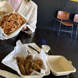 Mr. Fries Man - Shrimp & Chicken plate plus garlic wings