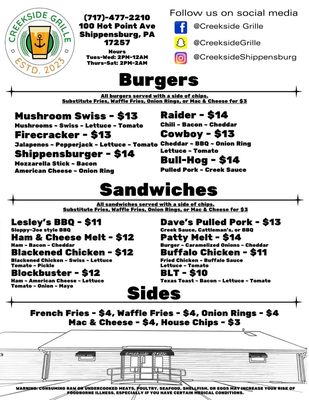 Menu photo 1 Creekside Grille Shippensburg, PA Menu photo 1 Creekside Grille Shippensburg, PA