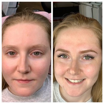 Glam Girls - Before and after lash extensions and ombré brows - Permanent Makeup Near Me - Chicago, Illinois