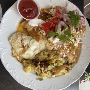 Sage Social Eatery - Chilaquiles with potatoes and eggs - Latin American Near Me - Covina, California Sage Social Eatery - Chilaquiles with potatoes and eggs - Latin American Near Me - Covina, California