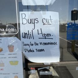 Sign saying they won't take clothes until 4pm . sigh changes all day everyday . no way to tell when it's safe to come in. terrible service