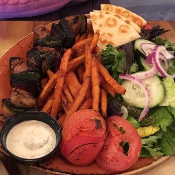 Luna Grill Cerritos - Bistro Filet Beef Kabob Plate, fries instead of rice - Mediterranean Near Me - Cerritos, California Luna Grill Cerritos - Bistro Filet Beef Kabob Plate, fries instead of rice - Mediterranean Near Me - Cerritos, California