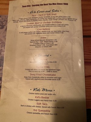 Menu photo 4 Taco City Cocoa Beach, FL
