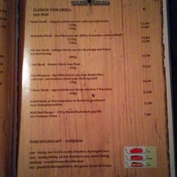Wild Bull Steak House - Steak Karte