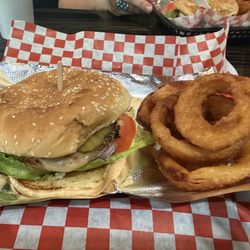 Turkey Burger with Onion Rings