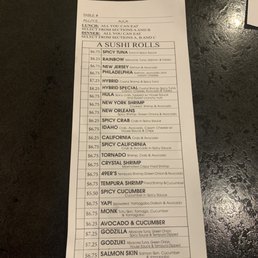 a menu for a sushi restaurant a menu for a sushi restaurant