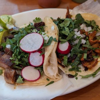 Sin Dulce - Lengua (beef tongue) taco left, al pastor right - Mexican Near Me - Port Chester, New York