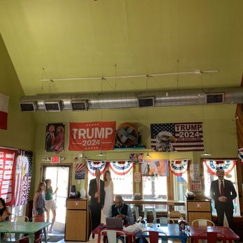 Trump Burger - As we are in line, waiting to order this photo shows the exit door. - Chicken Wings Near Me - Bellville, Texas Trump Burger - As we are in line, waiting to order this photo shows the exit door. - Chicken Wings Near Me - Bellville, Texas