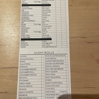 SHIKI - menu - Sushi Bars Near Me - Charleston, South Carolina