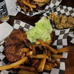 Saloon No  6 - Rodeo burger, fried pickles and dripped chicken sandwich
