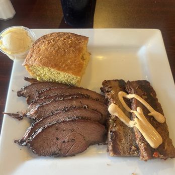 Pig N Pig - Two meat plate. Tri-Tip and meatloaf with corn bread and caesars salad - Barbeque Near Me - Fullerton, California