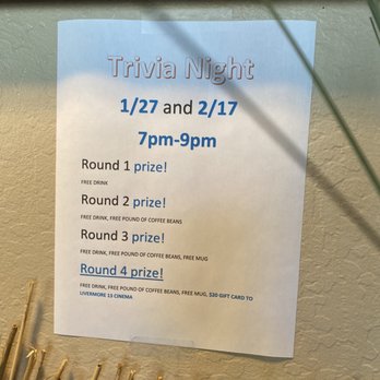 Panama Bay Coffee - Trivia Nights - Cafes Near Me - Livermore, California