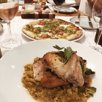 Sixty Vines - Half Chicken with Cauliflower and Margherita Pizza - New American Near Me - Dallas, Texas Sixty Vines - Half Chicken with Cauliflower and Margherita Pizza - New American Near Me - Dallas, Texas