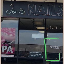 Jens Nails - WALKS INS WELCOME.  This is big for anyone traveling as most all of Tillamook nail salons are appointment only.