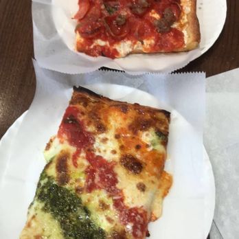 Carmine's Pizzeria - The tri-color (bottom) and sausage/pepperoni (top) - Pizza Near Me - Brooklyn, New York Carmine's Pizzeria - The tri-color (bottom) and sausage/pepperoni (top) - Pizza Near Me - Brooklyn, New York