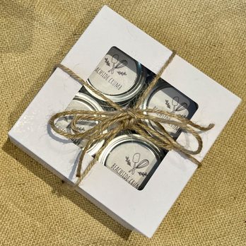 Beachside Crumb - three jars of jam wrapped in twine - Bakeries Near Me Beachside Crumb - three jars of jam wrapped in twine - Bakeries Near Me