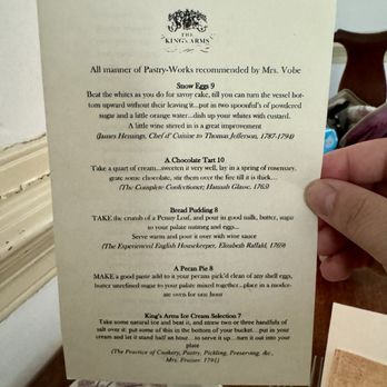 King's Arms Tavern - Dessert menu - Southern Near Me - Williamsburg, Virginia King's Arms Tavern - Dessert menu - Southern Near Me - Williamsburg, Virginia