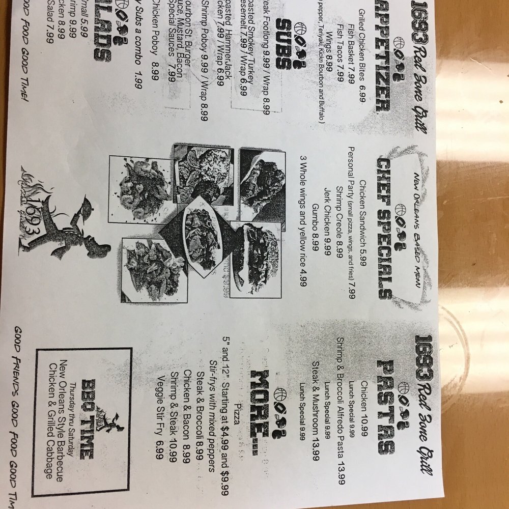 1693 Red Zone Grill - Menu as of August 2017 - Salad Near Me - Jackson, Mississippi