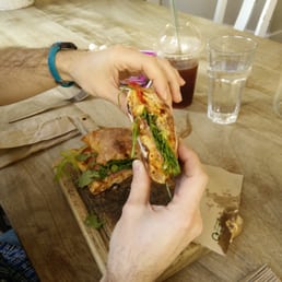 Italian hero panini in home-baked ciabatta. Delicious!!