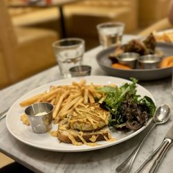 City Hall Bistro - Open-faced crab cake sandwich (smaller portion)