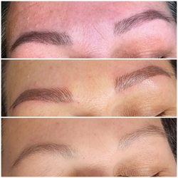 Permanent Brows. Before, immediately after and healed