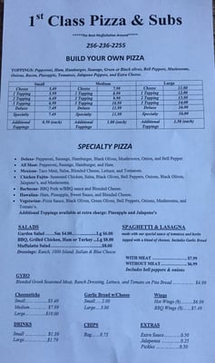 Menu photo 2 1st Class Pizza Anniston, AL Menu photo 2 1st Class Pizza Anniston, AL