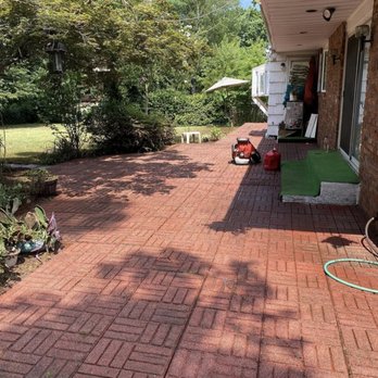 Huntington Hardscapes - After: Brick patio was washed - Masonry/Concrete Near Me Huntington Hardscapes - After: Brick patio was washed - Masonry/Concrete Near Me