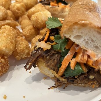 Stacked & Folded - Evanston - Bahn Hofherr Meats Korean Short Rib Banh Mi Stacked Sandwich - Spicy - New American Near Me - Evanston, Illinois