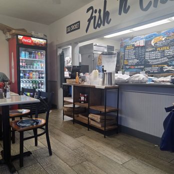 Sir Cricket's Fish & Chips - Counter and seating - Seafood Near Me - Orleans, Massachusetts Sir Cricket's Fish & Chips - Counter and seating - Seafood Near Me - Orleans, Massachusetts