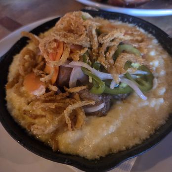 Boxcar Bar and Grill - Burnt ends in cheesy grits appetizer. - New American Near Me - Santa Fe, New Mexico Boxcar Bar and Grill - Burnt ends in cheesy grits appetizer. - New American Near Me - Santa Fe, New Mexico
