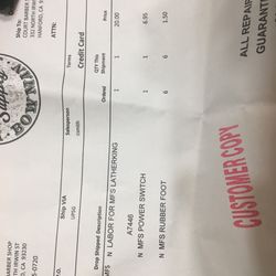 Williamsport Bowman Barber Supply - Sales invoice