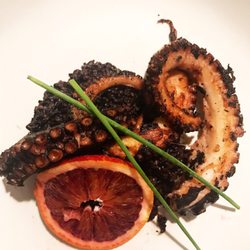 Chef Cisero - Grilled Octopus and citrus and coconut black rice risotto.