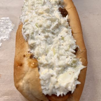 Edgefield Pool Room - Hot dog with chili, slaw, and mustard - Burgers Near Me - Edgefield, South Carolina Edgefield Pool Room - Hot dog with chili, slaw, and mustard - Burgers Near Me - Edgefield, South Carolina