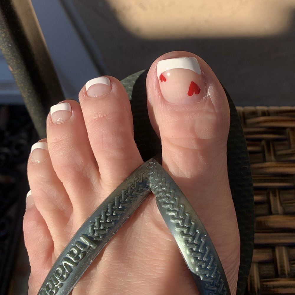 Tips & Toes Salon - French pedicure with hearts - Nail Salons Near Me - Livermore, California